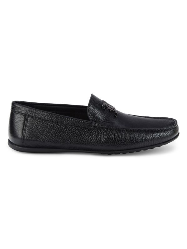 John Galliano Logo Leather Driving Loafers